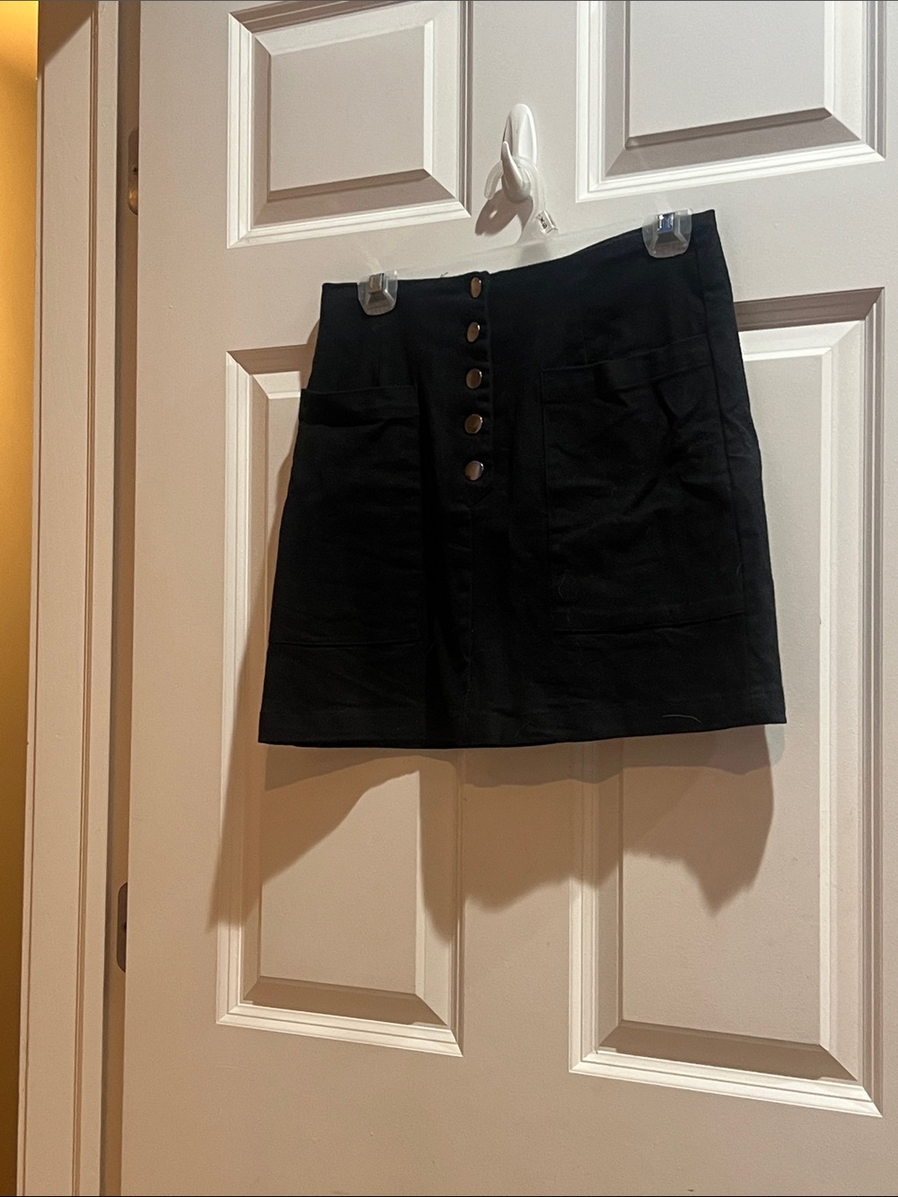 Women's Black Button-Front Mini Skirt